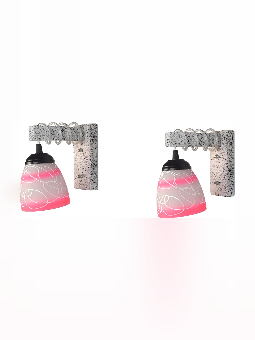 

1ST TIME Pink & White Printed Glass Traditional Abstract Shaped Shaped Wall Lamp