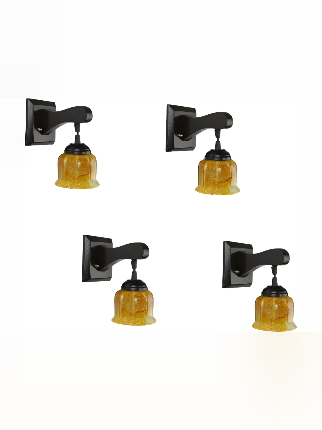

1ST TIME Yellow & Black Printed Glass Traditional Wall Lamp