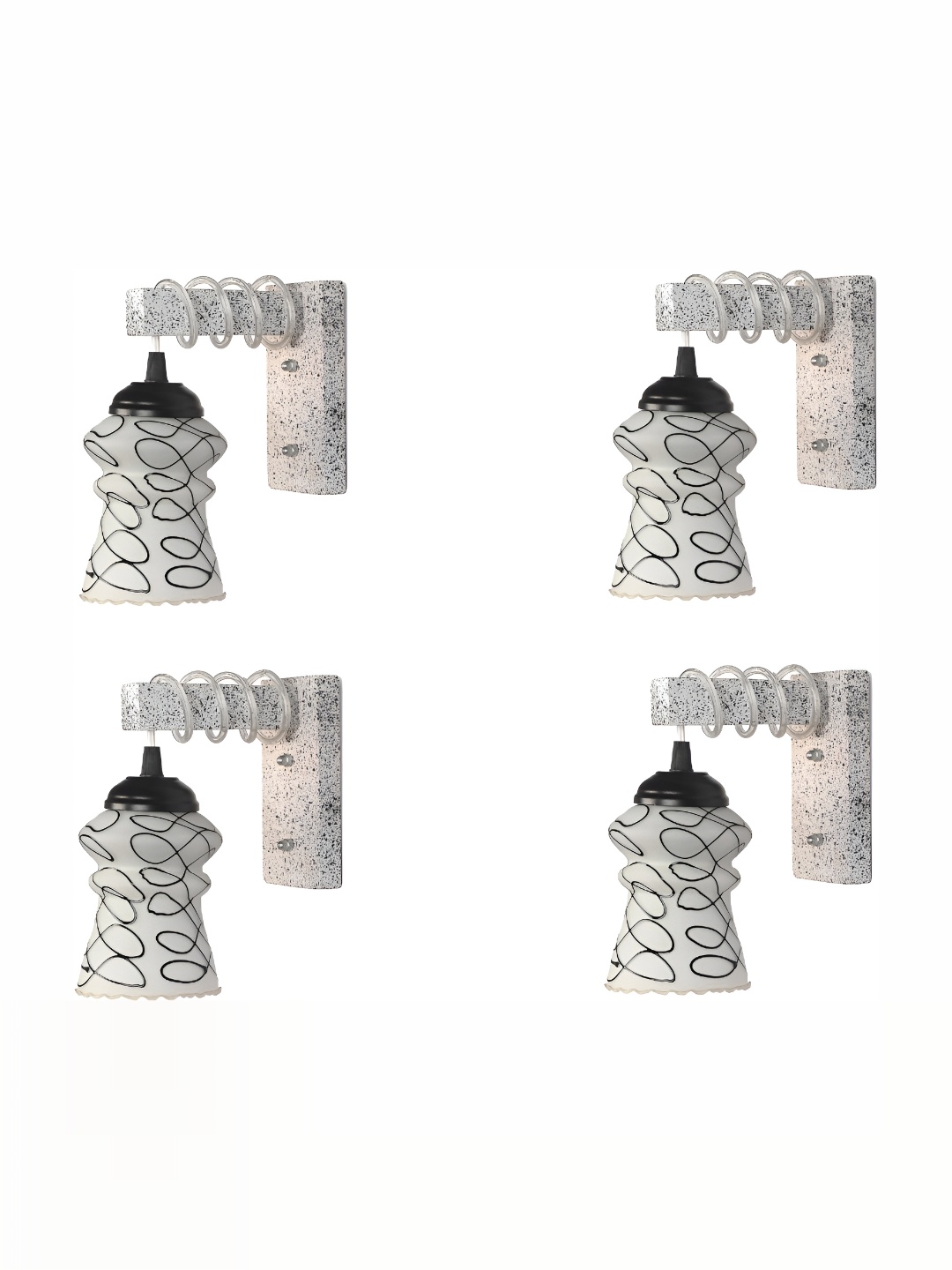 

1ST TIME White & Black Printed Glass Traditional Wall Lamp
