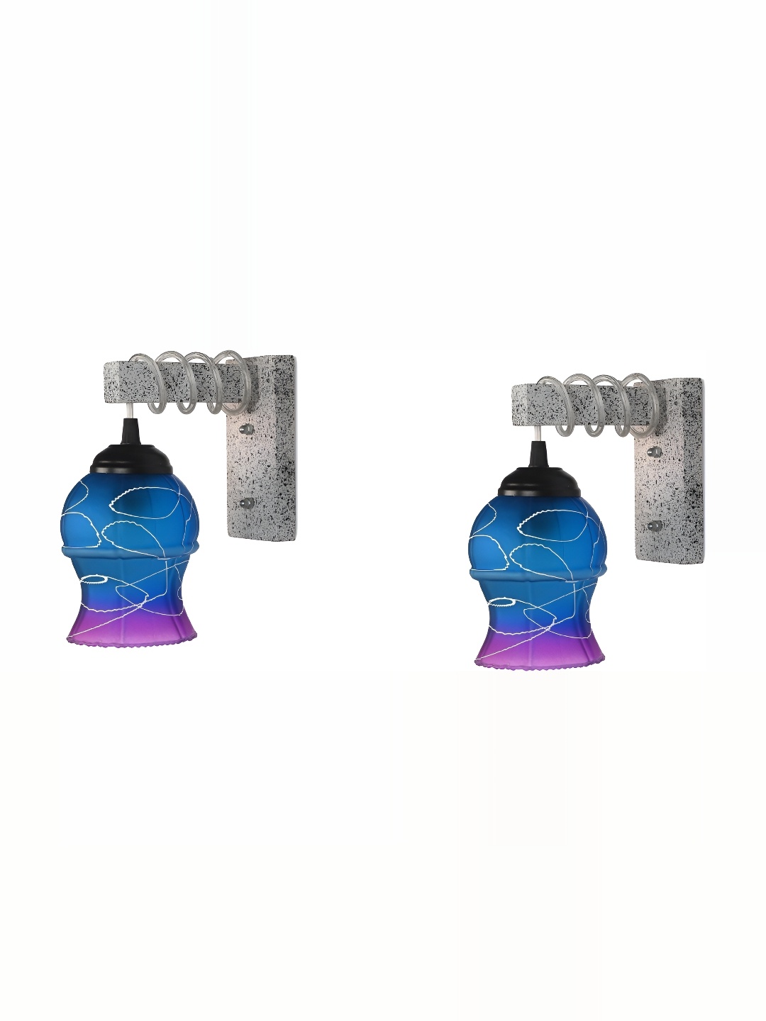 

1ST TIME Blue & Purple Printed Glass Traditional Wall Lamp