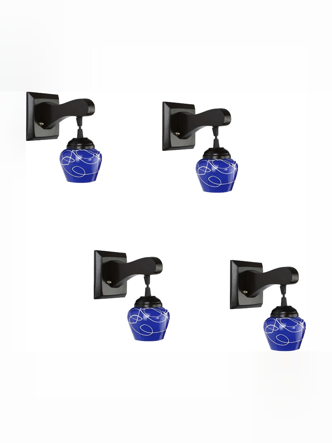 

1ST TIME Blue & White Printed Glass Traditional Wall Lamp