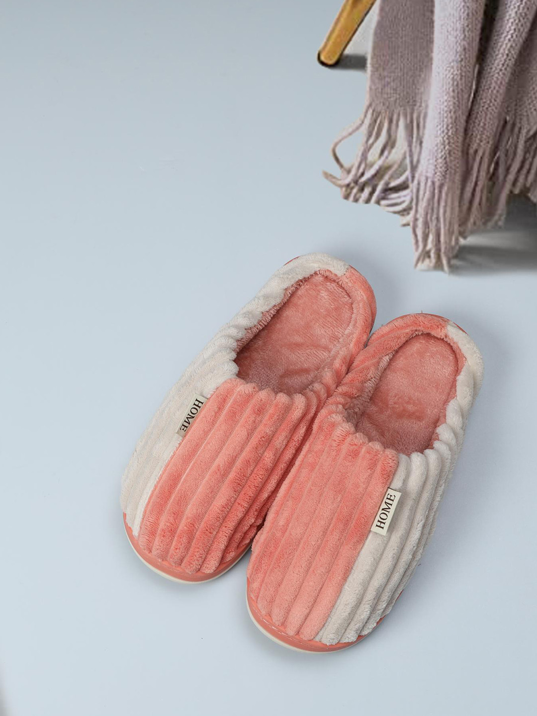 

Mast & Harbour Women Self Design Fur Winter Room Slippers, Pink