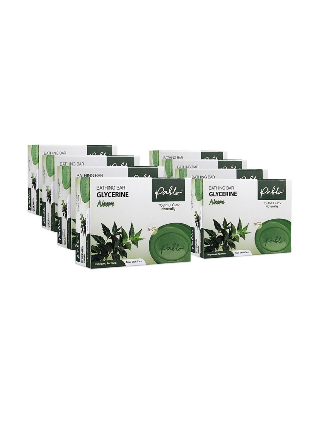 

PABLO Set Of 8 Naturally Glowing Neem Bathing Bar - 400 gm, Green