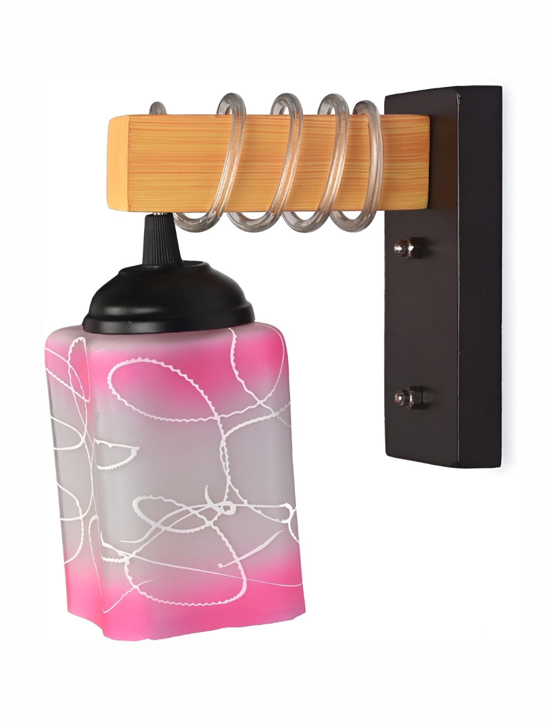 

1ST TIME Pink & White Printed Glass Traditional Square Shaped Wall Lamp