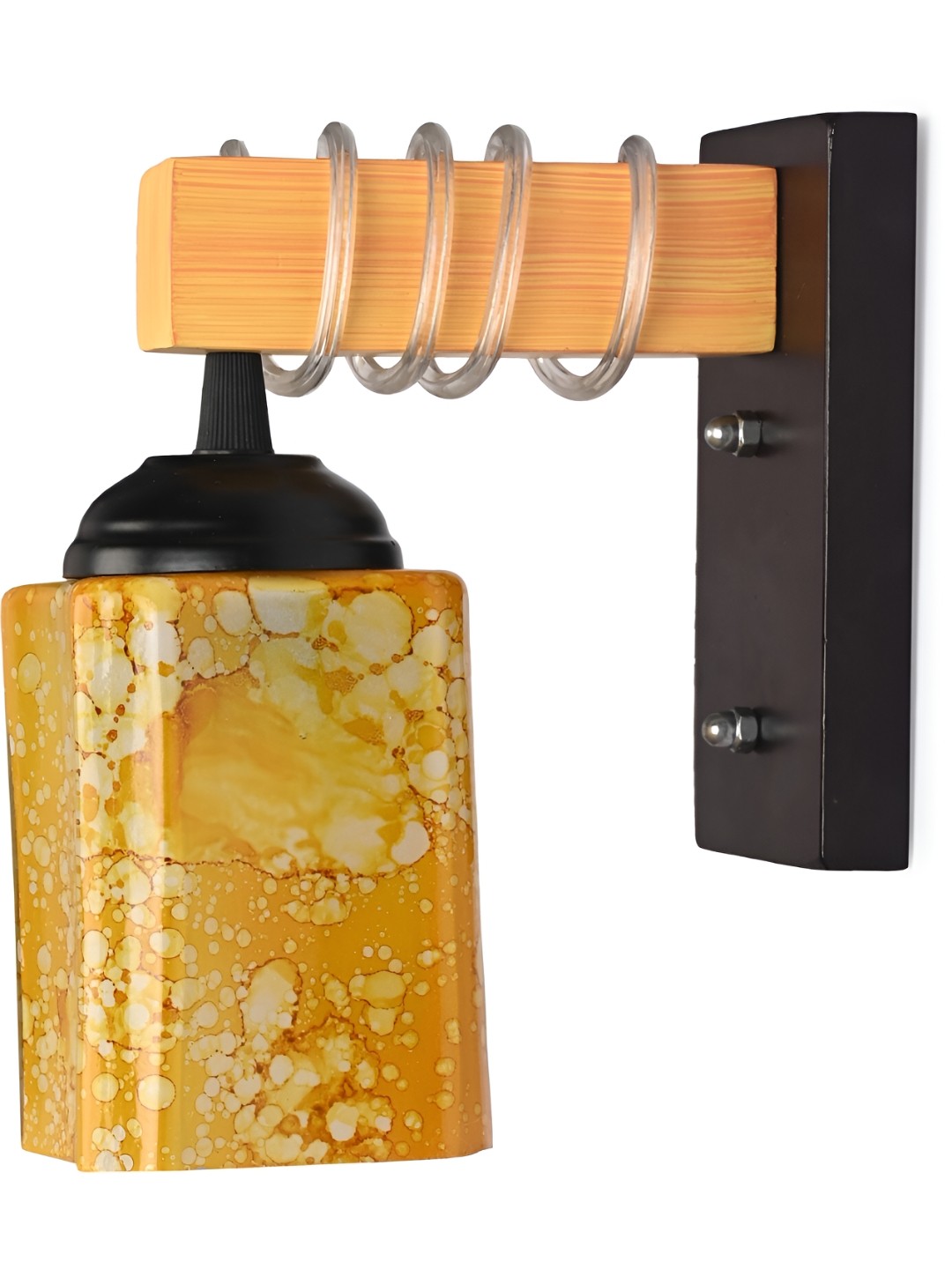

1ST TIME Yellow & Black Printed Glass Traditional Rectangle Shaped Wall Lamp