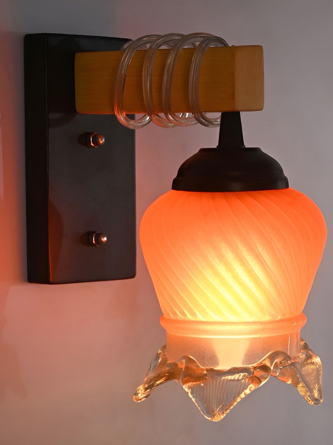 

1ST TIME Orange & Black Textured Glass Contemporary Wall Lamp