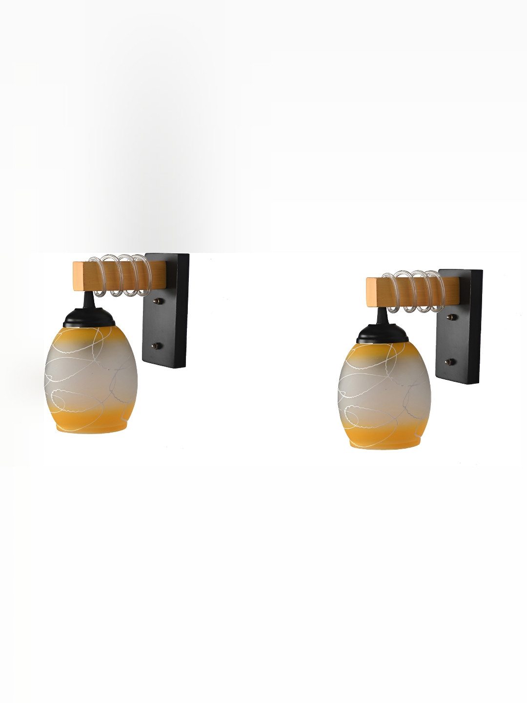 

1ST TIME Yellow & White 2 Pieces Printed Glass Traditional Wall Lamp