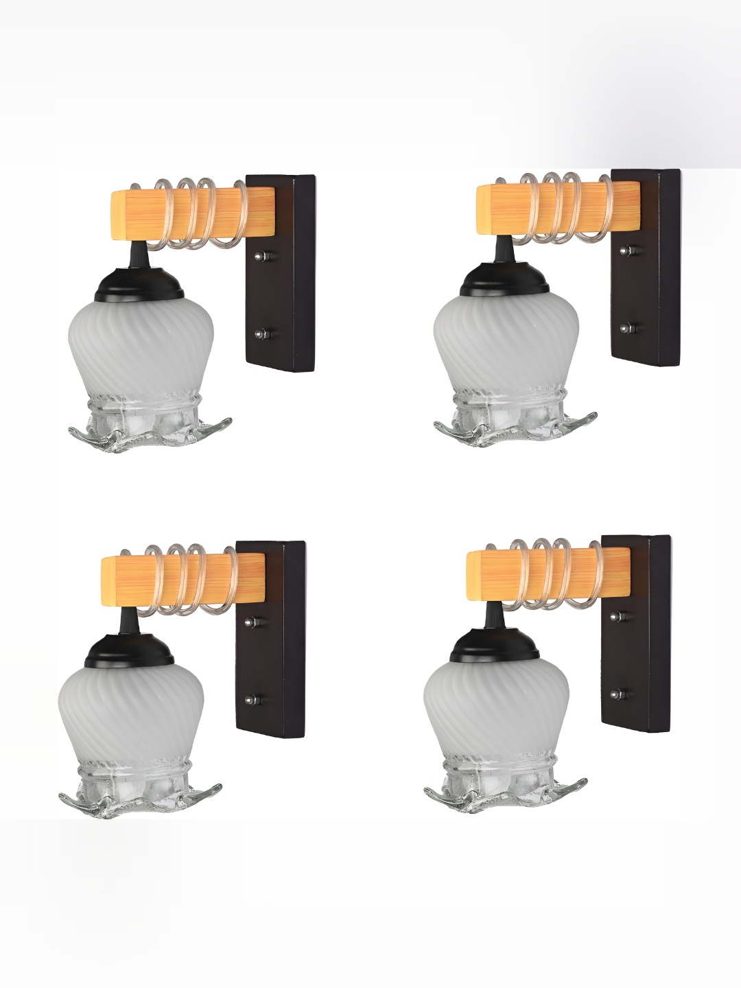 

1ST TIME Transparent 4 Pieces Glass Textured Contemporary Bell Shaped Wall Lamps
