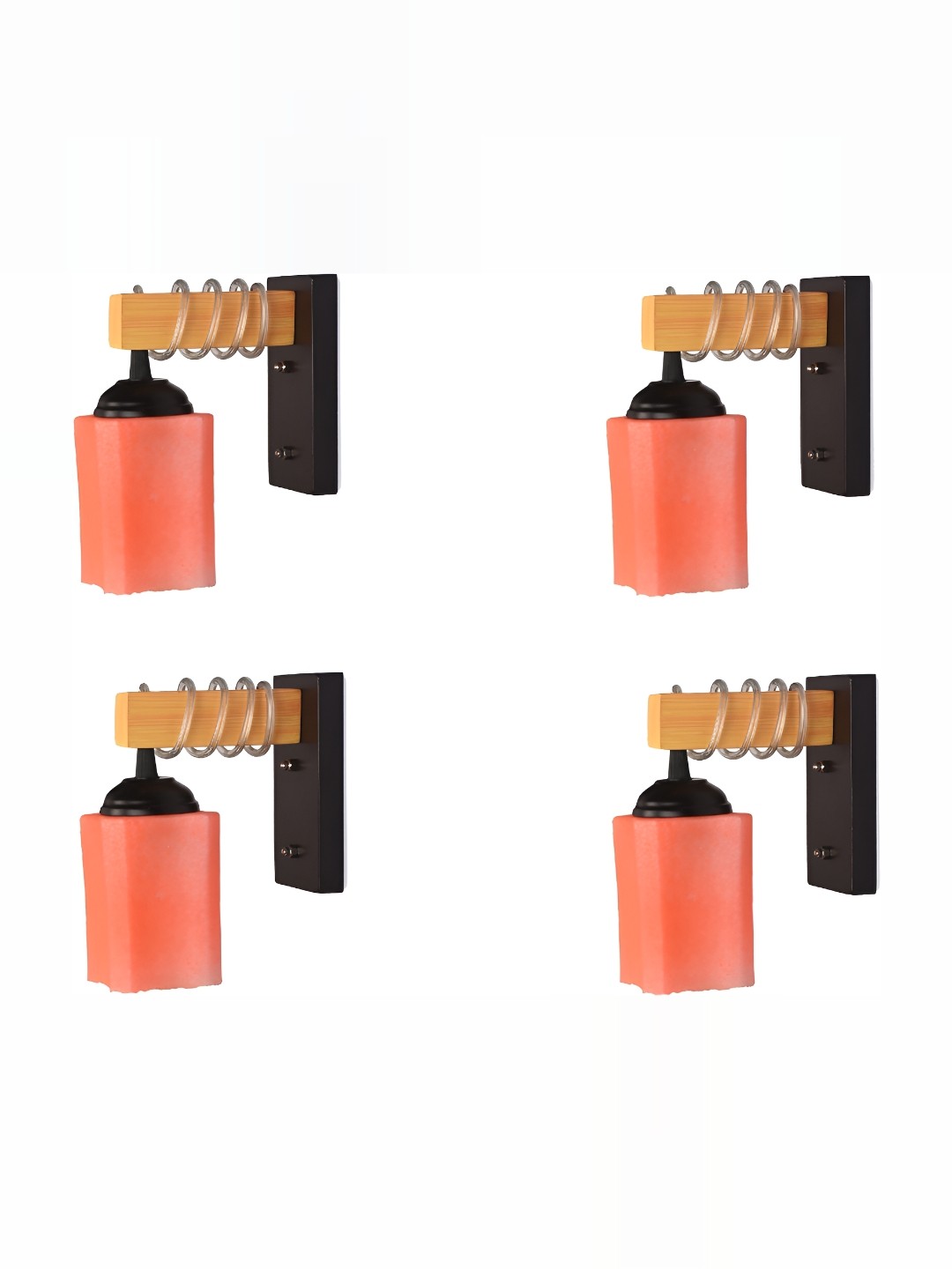 

1ST TIME Orange & Black 4 Pieces Glass Traditional Rectangle Shaped Wall Lamps