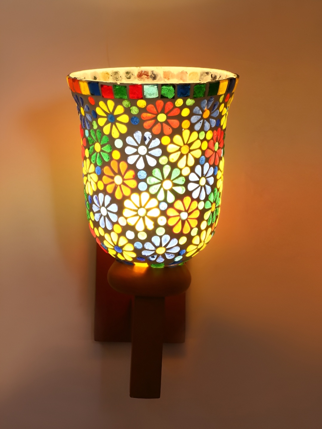 

1ST TIME Blue & Red Textured Glass Contemporary Abstract Shaped Wall Lamp
