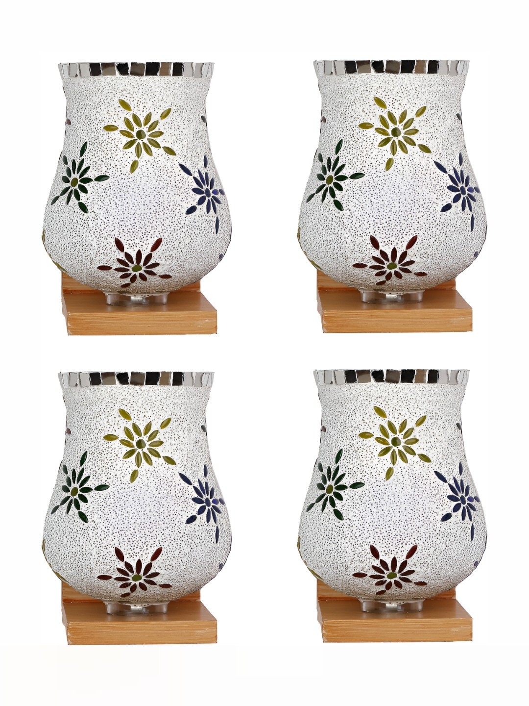 

1ST TIME White & Red 4 Pieces Textured Glass Traditional Wall Lamps