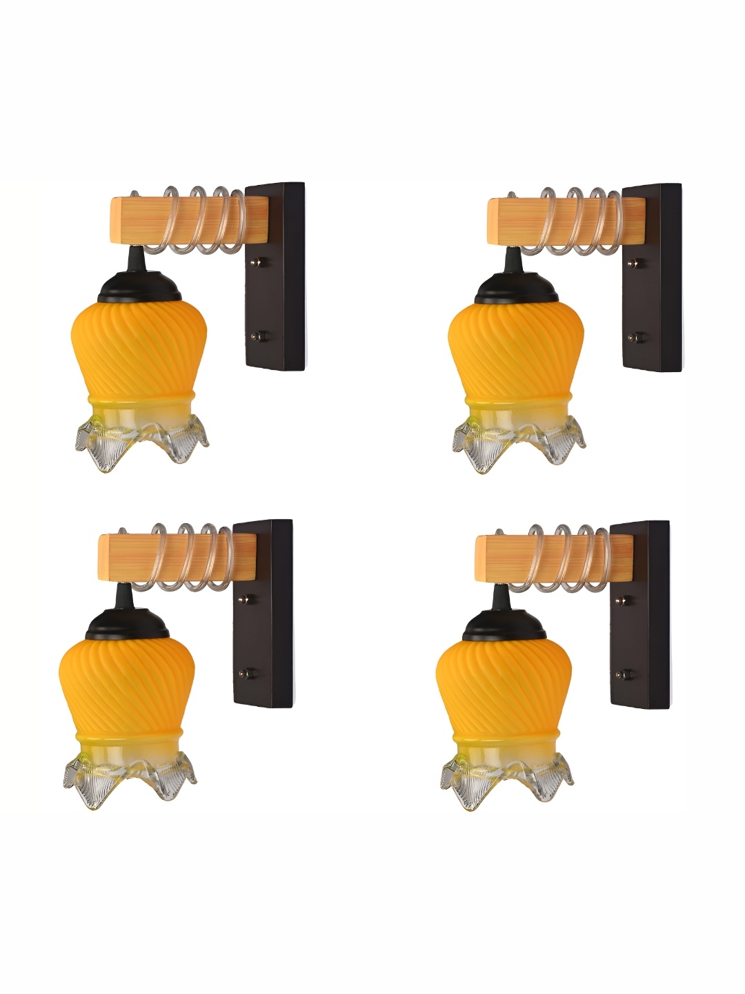 

1ST TIME Yellow & Transparent 4 Pieces Glass Contemporary Wall Lamps