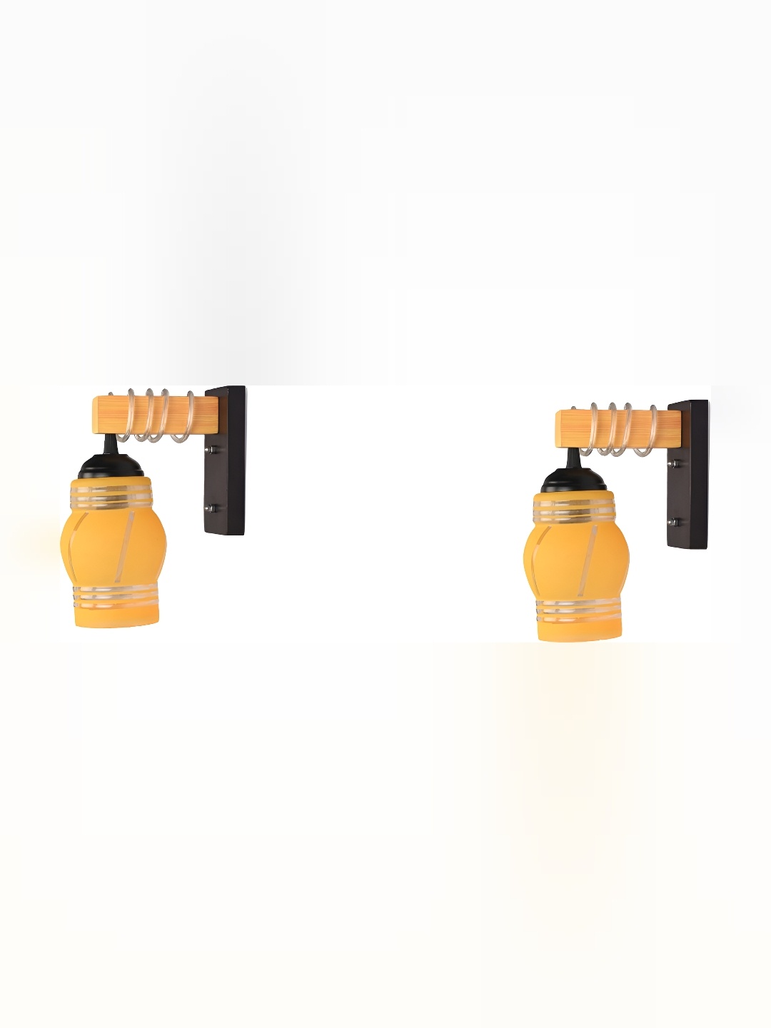 

1ST TIME Yellow 2 Pieces Printed Glass Traditional Cylinder Shaped Wall Lamp