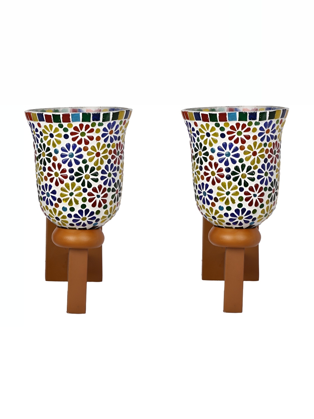 

1ST TIME White & Blue 2 Pieces Textured Glass Contemporary Wall Lamps