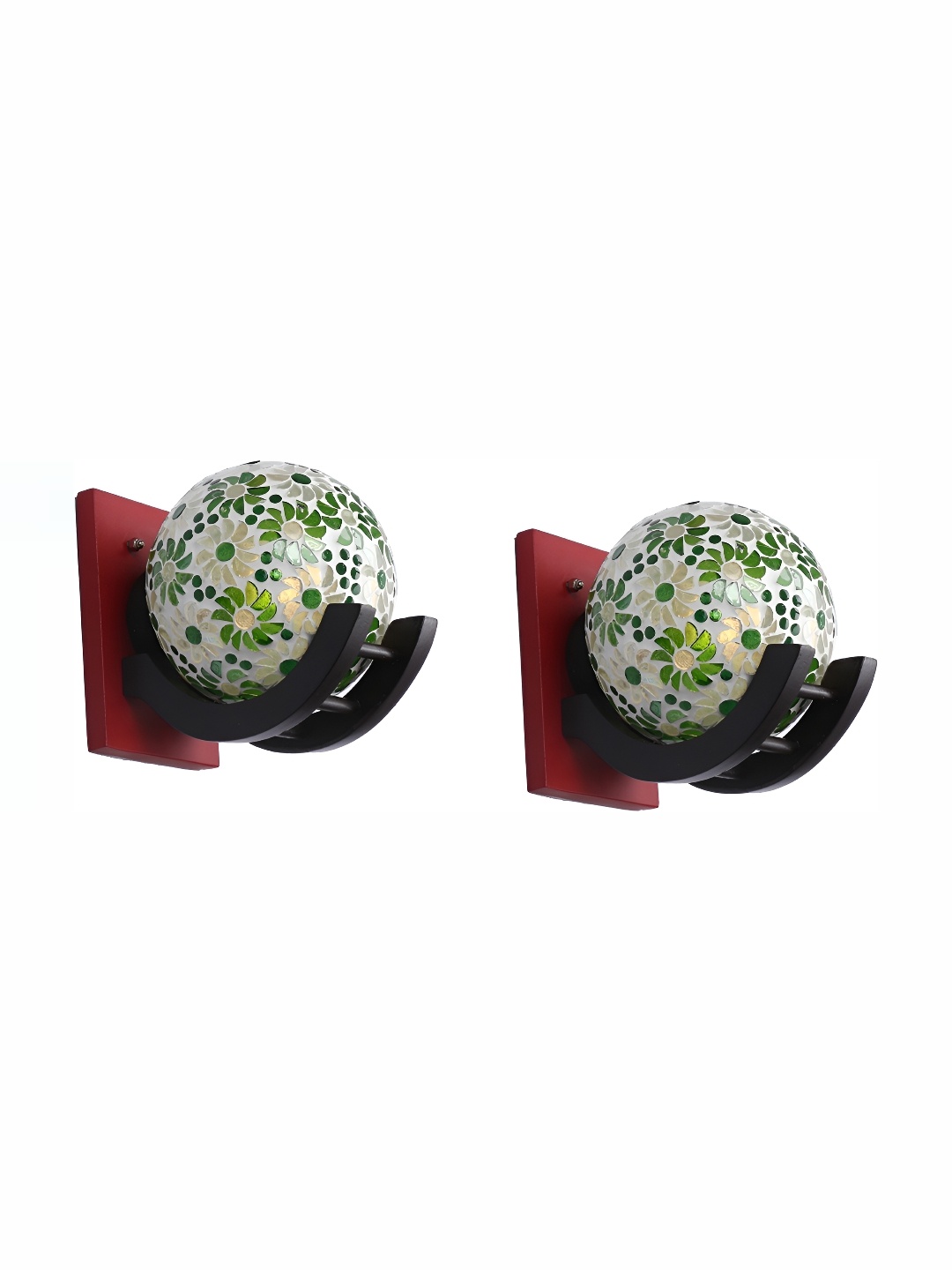 

1ST TIME White & Green 2 Pieces Printed Glass Contemporary Cylinder Shaped Wall Lamp