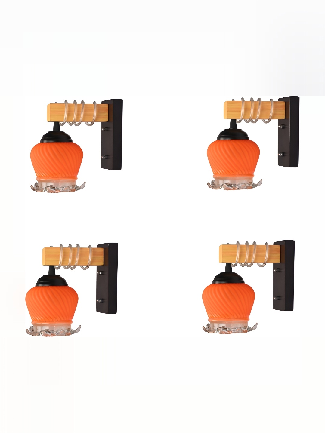 

1ST TIME Orange & Black 4 Pieces Textured Glass Contemporary Wall Lamp
