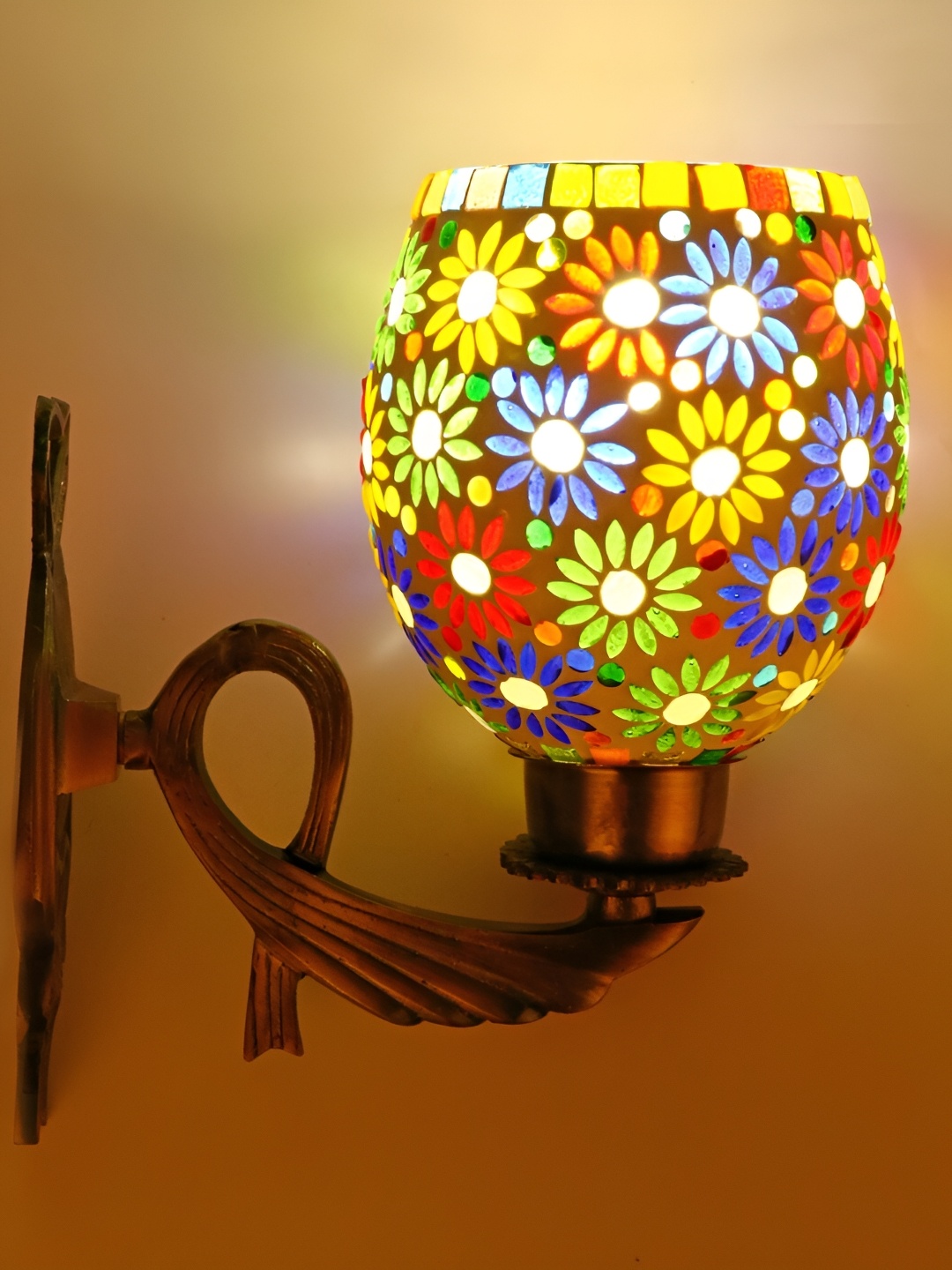 1ST TIME White & Yellow Printed Glass Contemporary Wall Lamp