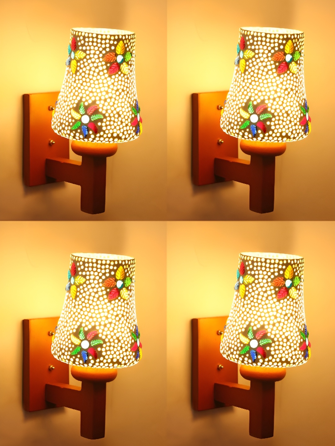 

1ST TIME Brown & White 4 Pieces Printed Glass Contemporary Wall Lamp