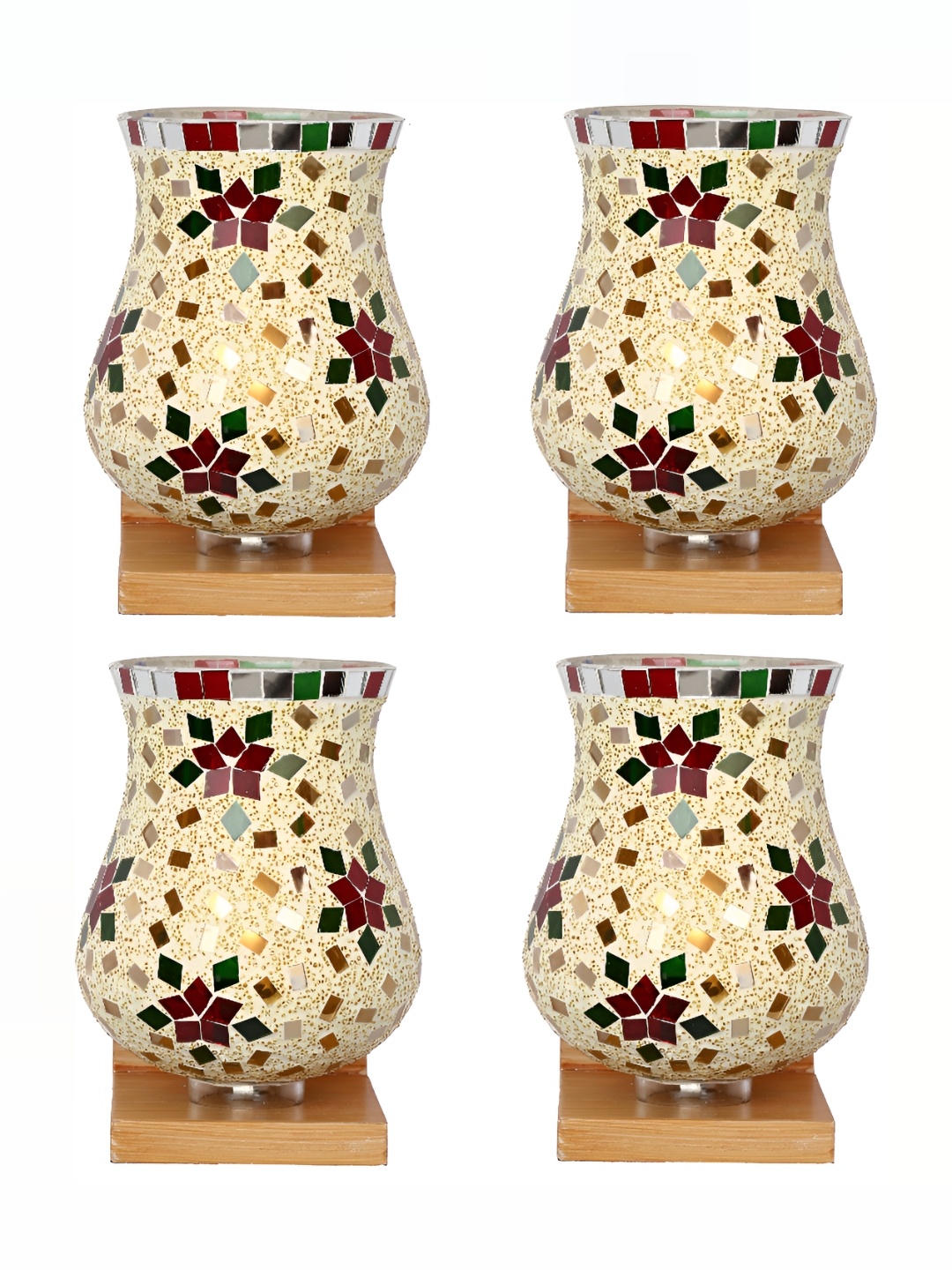 

1ST TIME Beige & Brown 4 Pieces Textured Glass Contemporary Abstract Shaped Wall Lamps