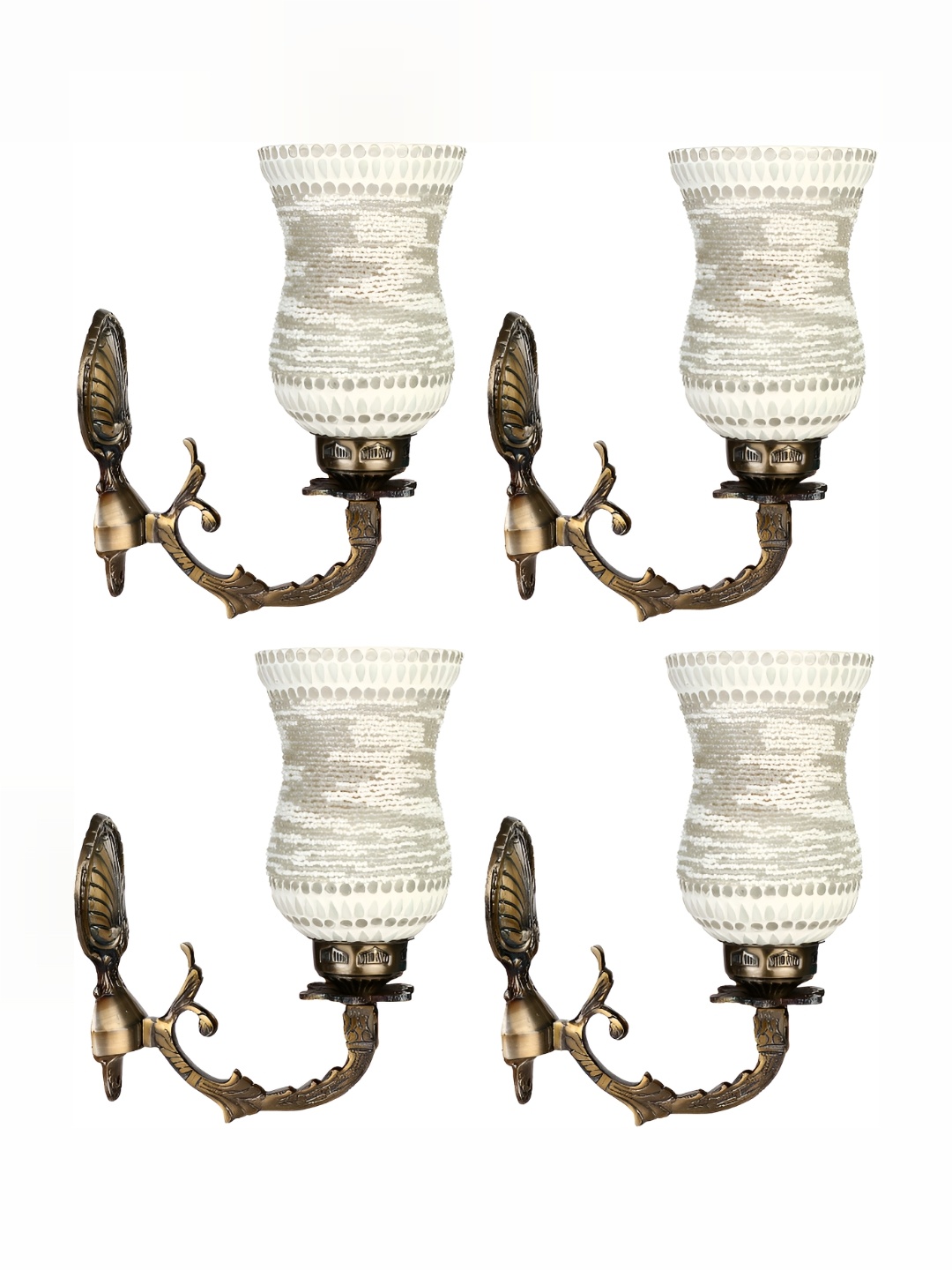 

1ST TIME White & Grey 4 Pieces Printed Glass Contemporary Wall Lamp