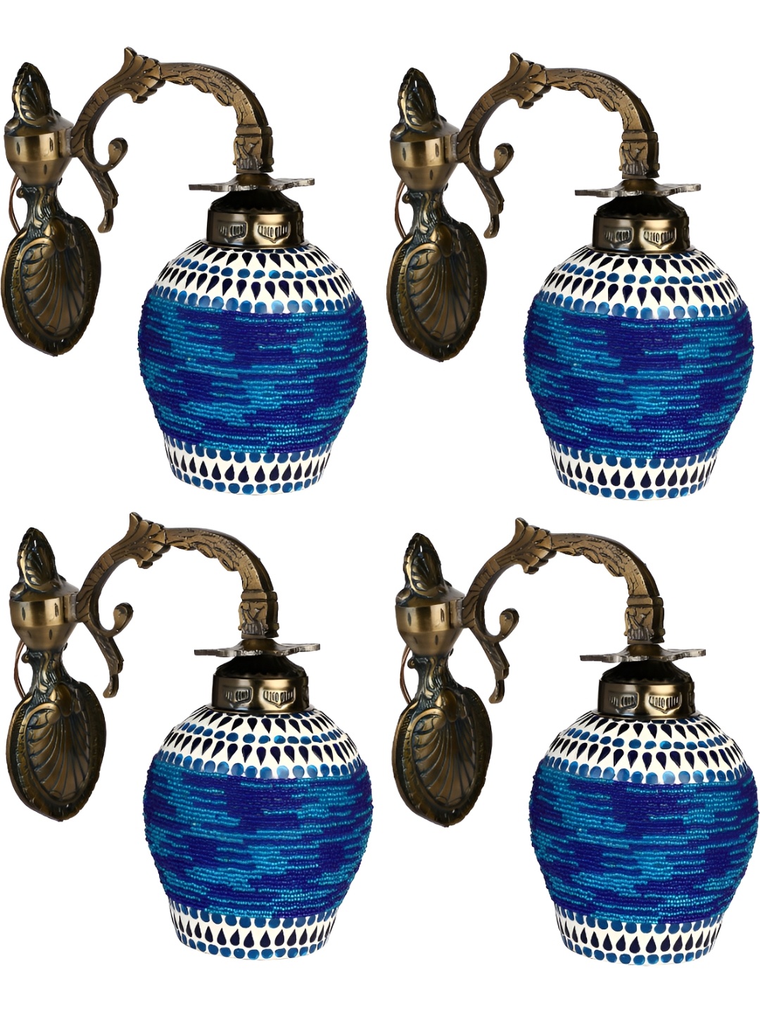

1ST TIME Blue & White 4 Pieces Textured Glass Contemporary Wall Lamp
