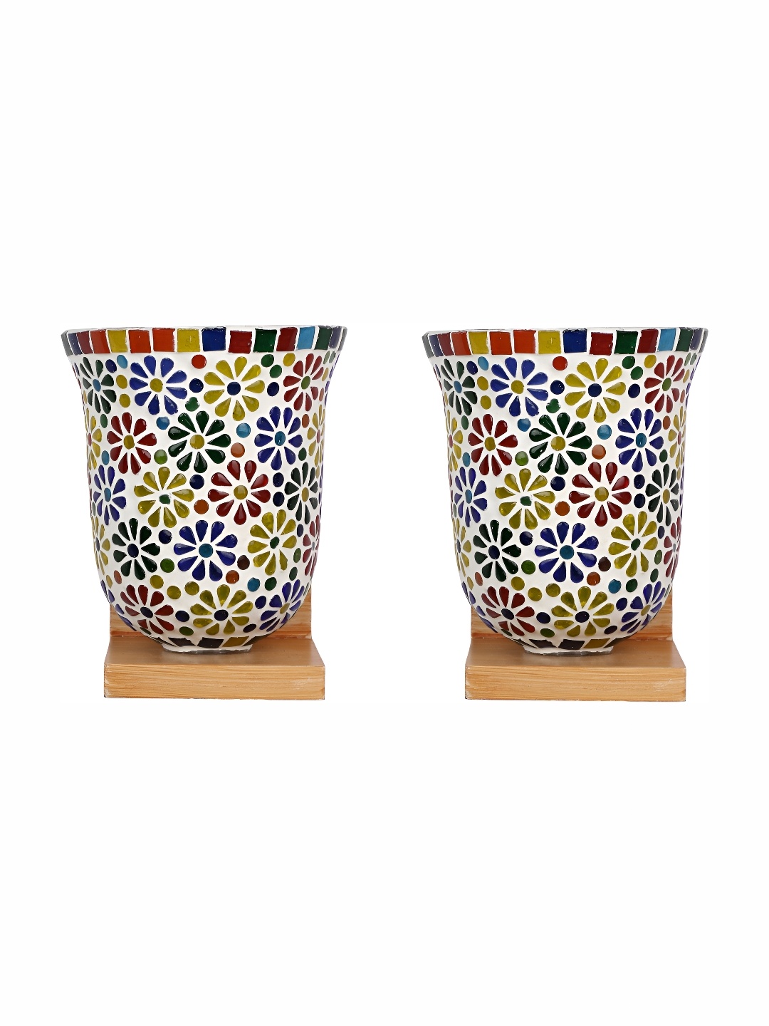 

1ST TIME White & Blue 2 Pieces Printed Glass Contemporary Wall Lamp