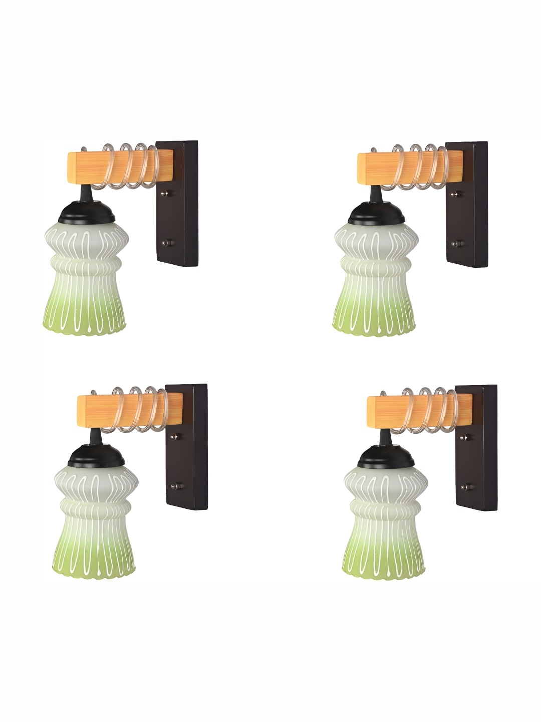 

1ST TIME Green & White 4 Pieces Printed Glass Traditional Wall Lamp