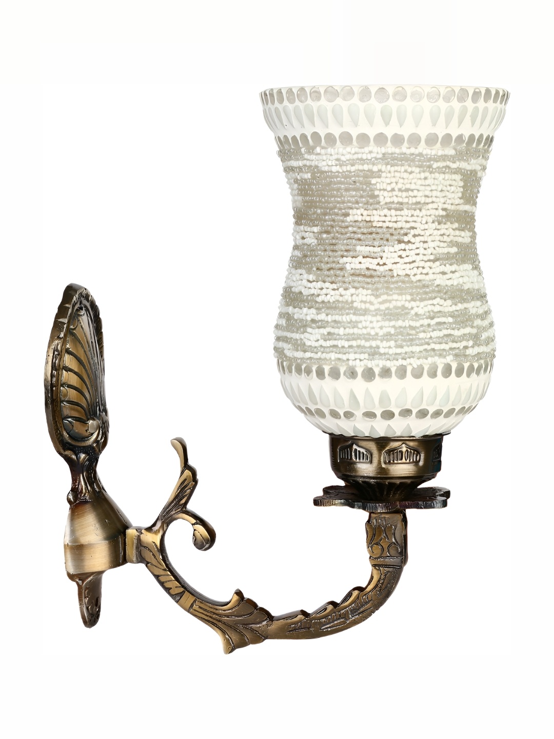 1ST TIME White & Beige Textured Glass Contemporary Wall Lamp