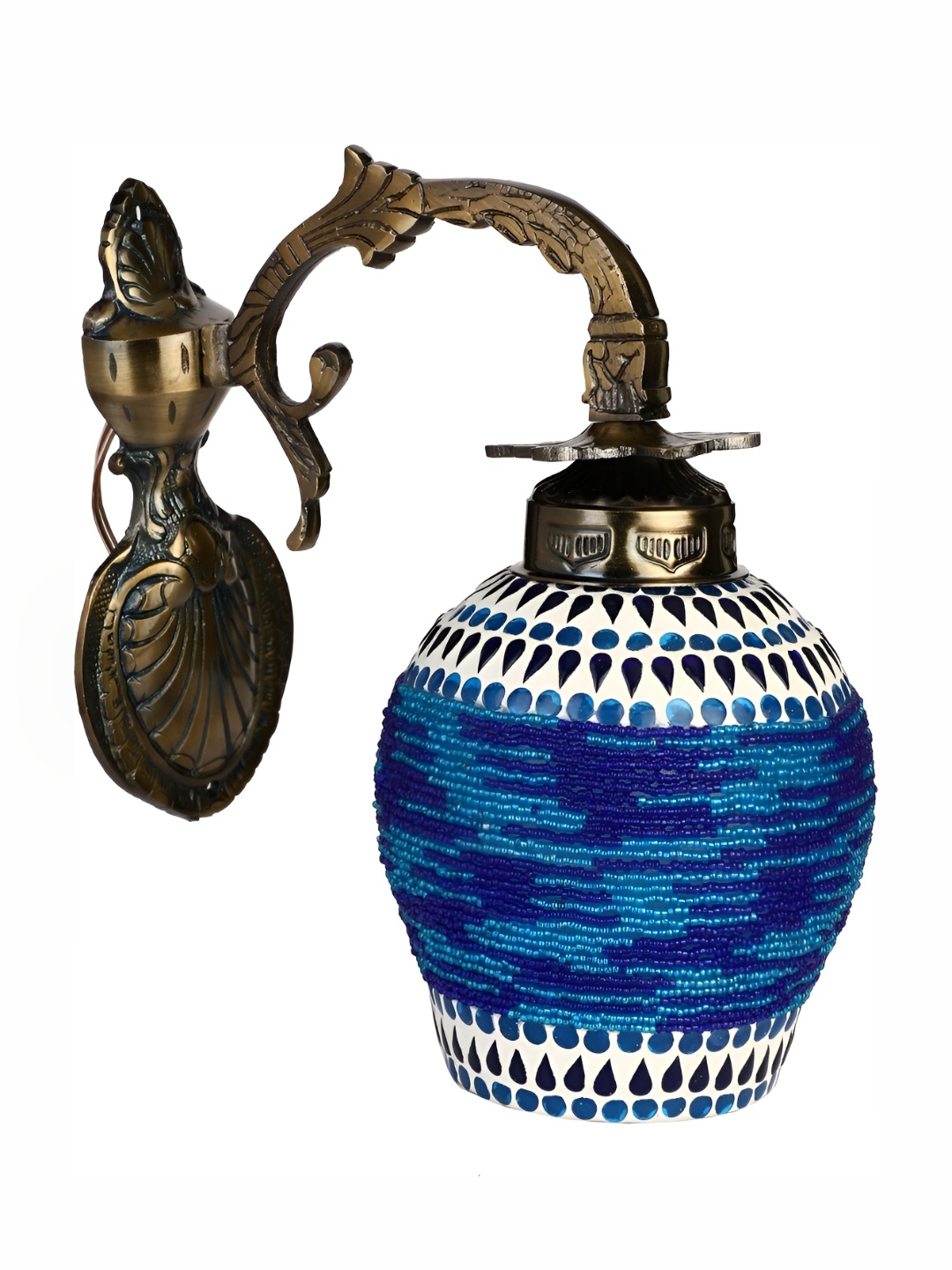

1ST TIME Blue & White 2 Pieces Textured Glass Contemporary Wall Lamps