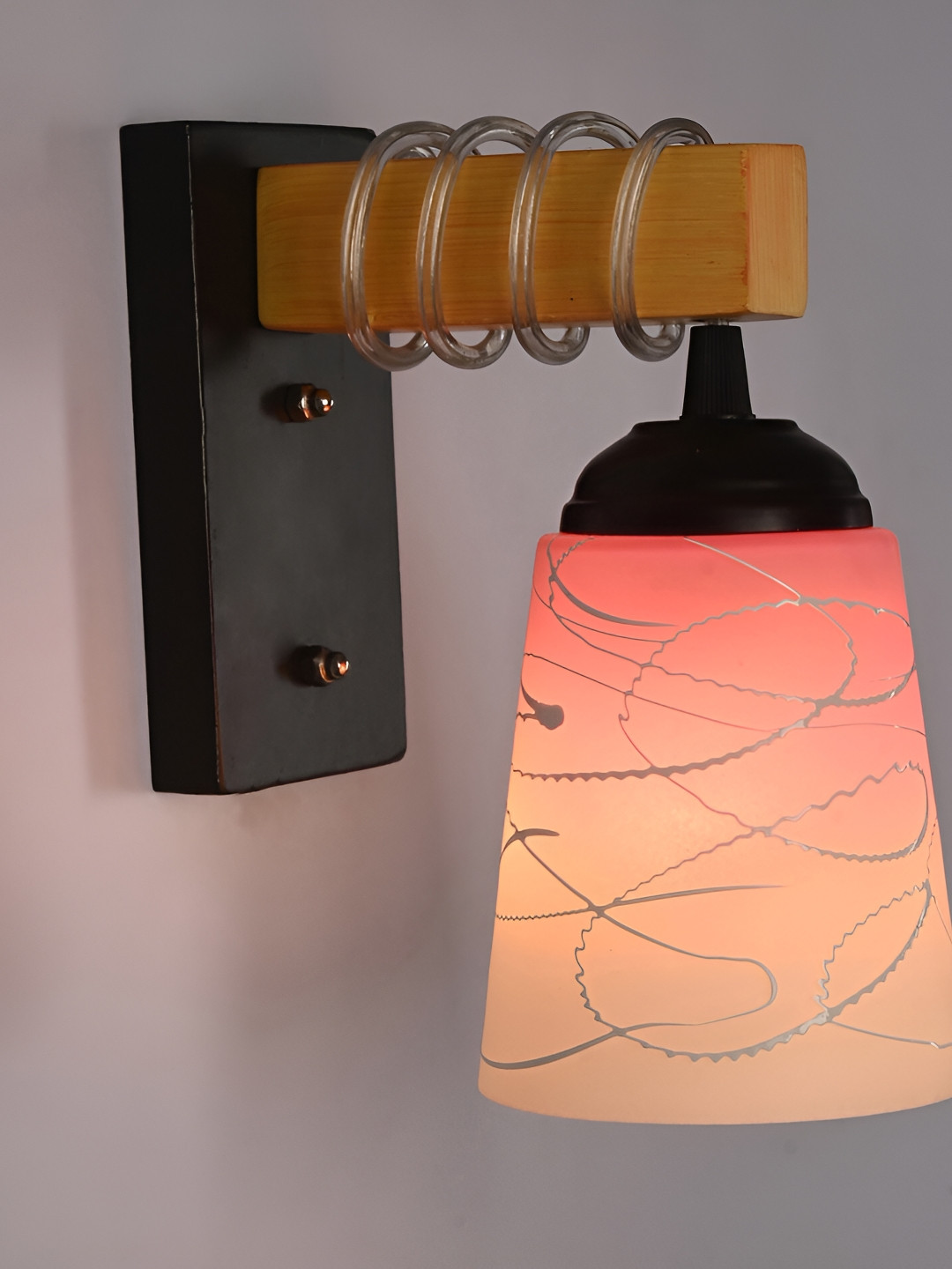 

1ST TIME Pink & Grey Printed Glass Contemporary Bell Shaped Wall Lamp