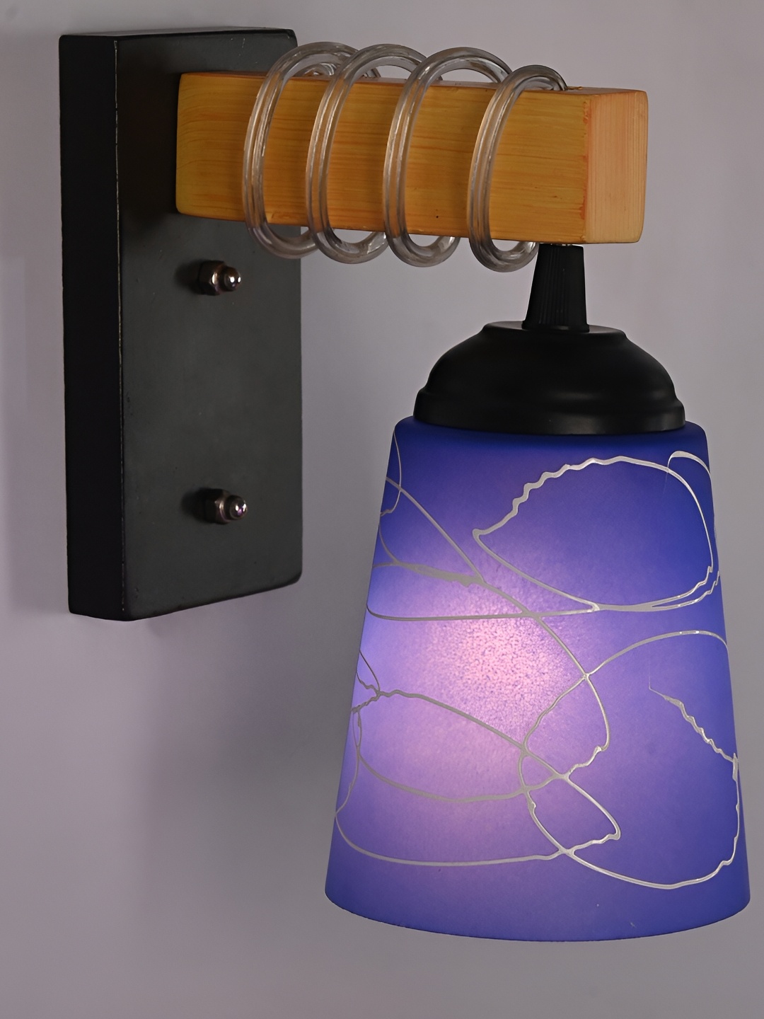 

1ST TIME Blue & Black Textured Glass Bell Shaped Contemporary Wall Lamp