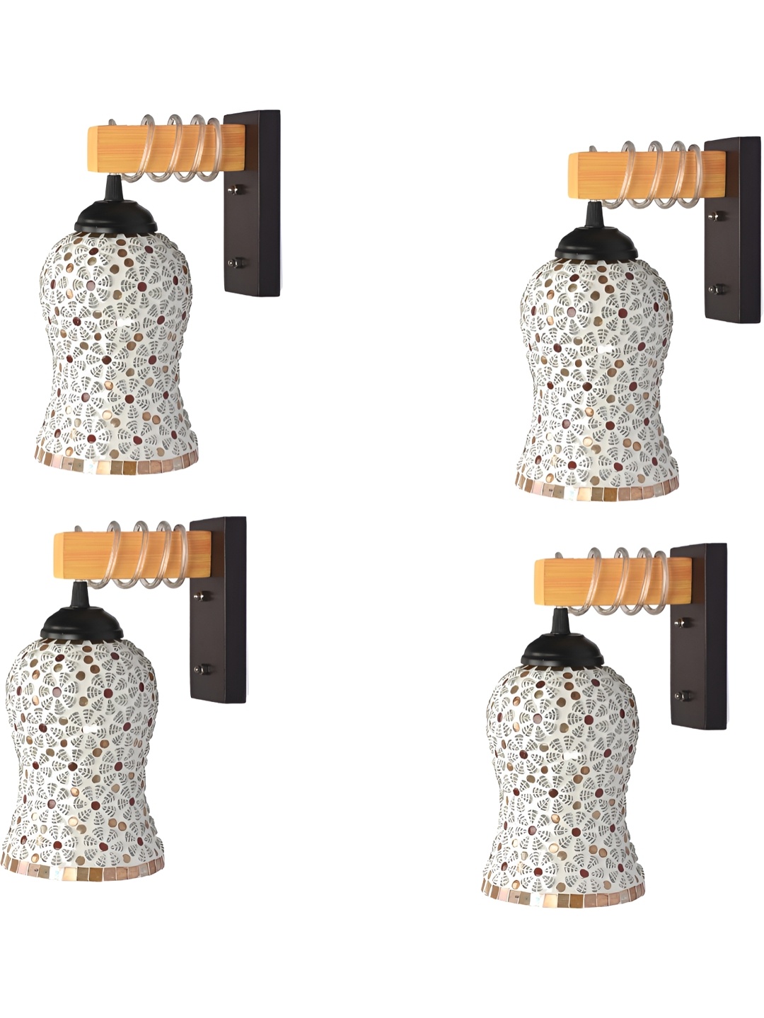 

1ST TIME White & Black 4 Pieces Printed Glass Traditional Wall Lamp