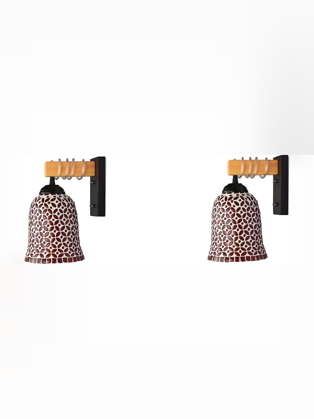 

1ST TIME Red & Black 2 Pieces Textured Glass Traditional Wall Lamp