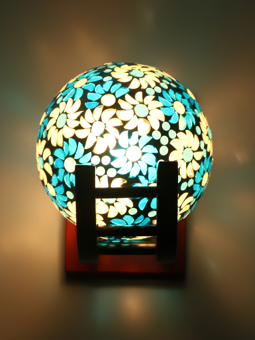 

1ST TIME White & Blue Printed Glass Spherical Shaped Contemporary Wall Lamp
