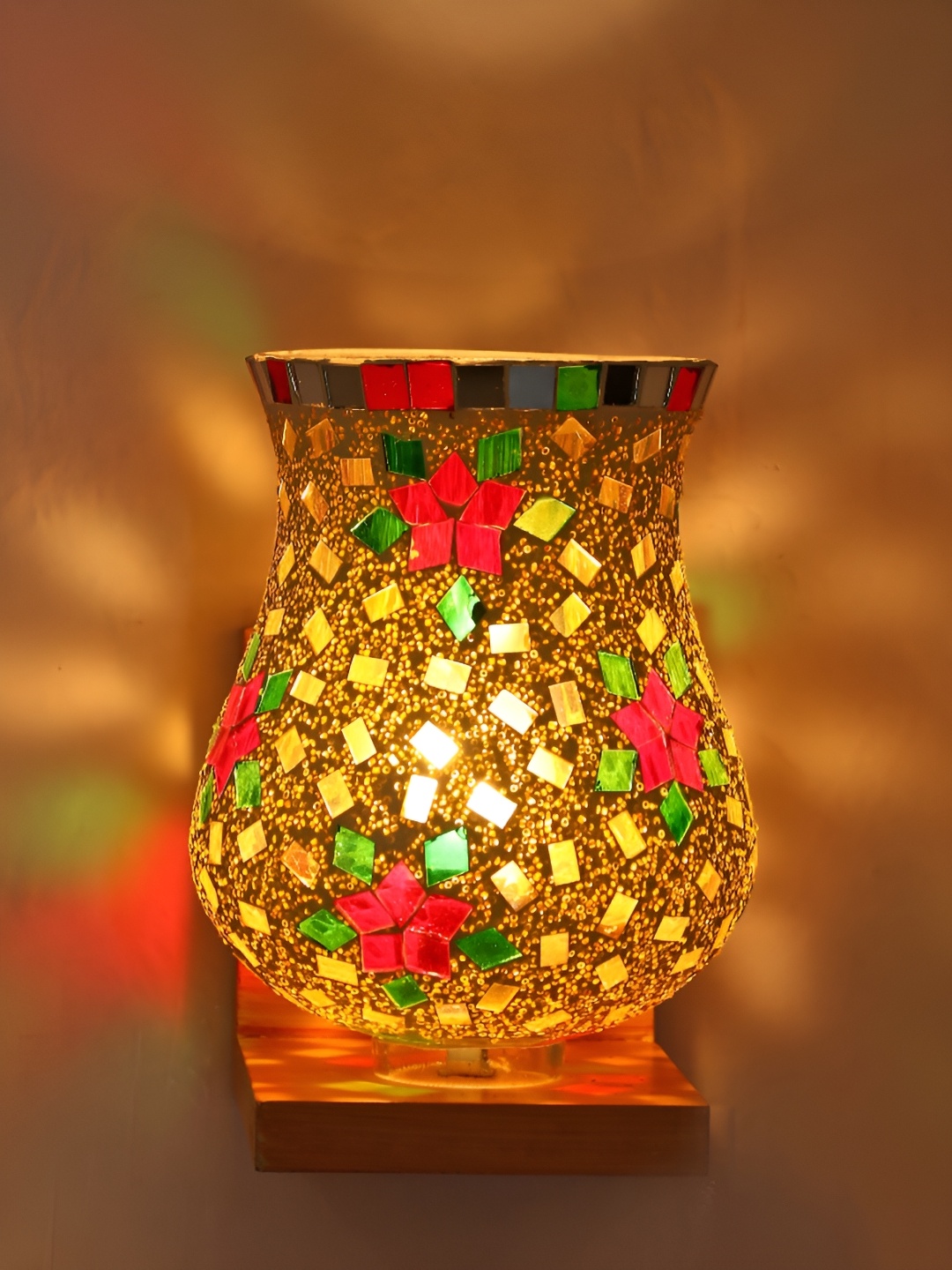 

1ST TIME Red & White Textured Glass Contemporary Wall Lamp