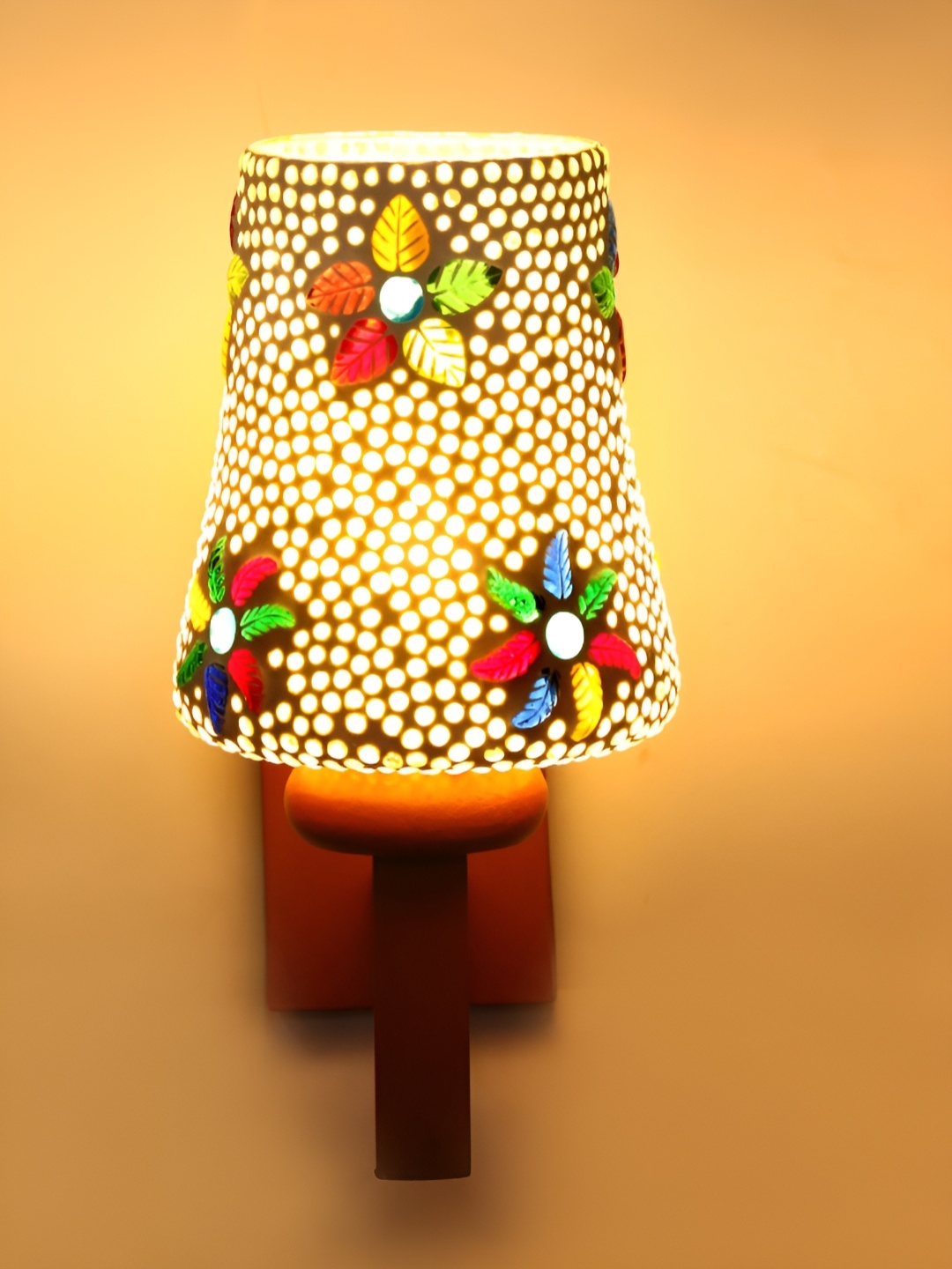 

1ST TIME White & Brown Printed Glass Bell Shaped Contemporary Wall Lamp
