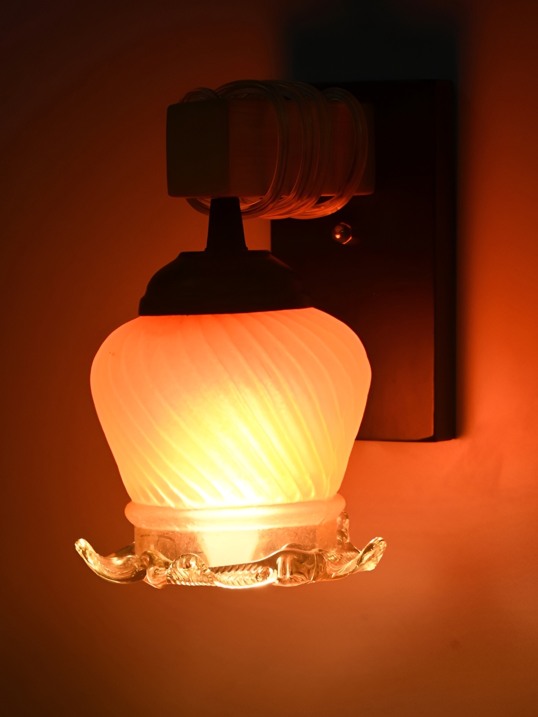 

1ST TIME Orange & Transparent Textured Glass Contemporary Wall Lamp