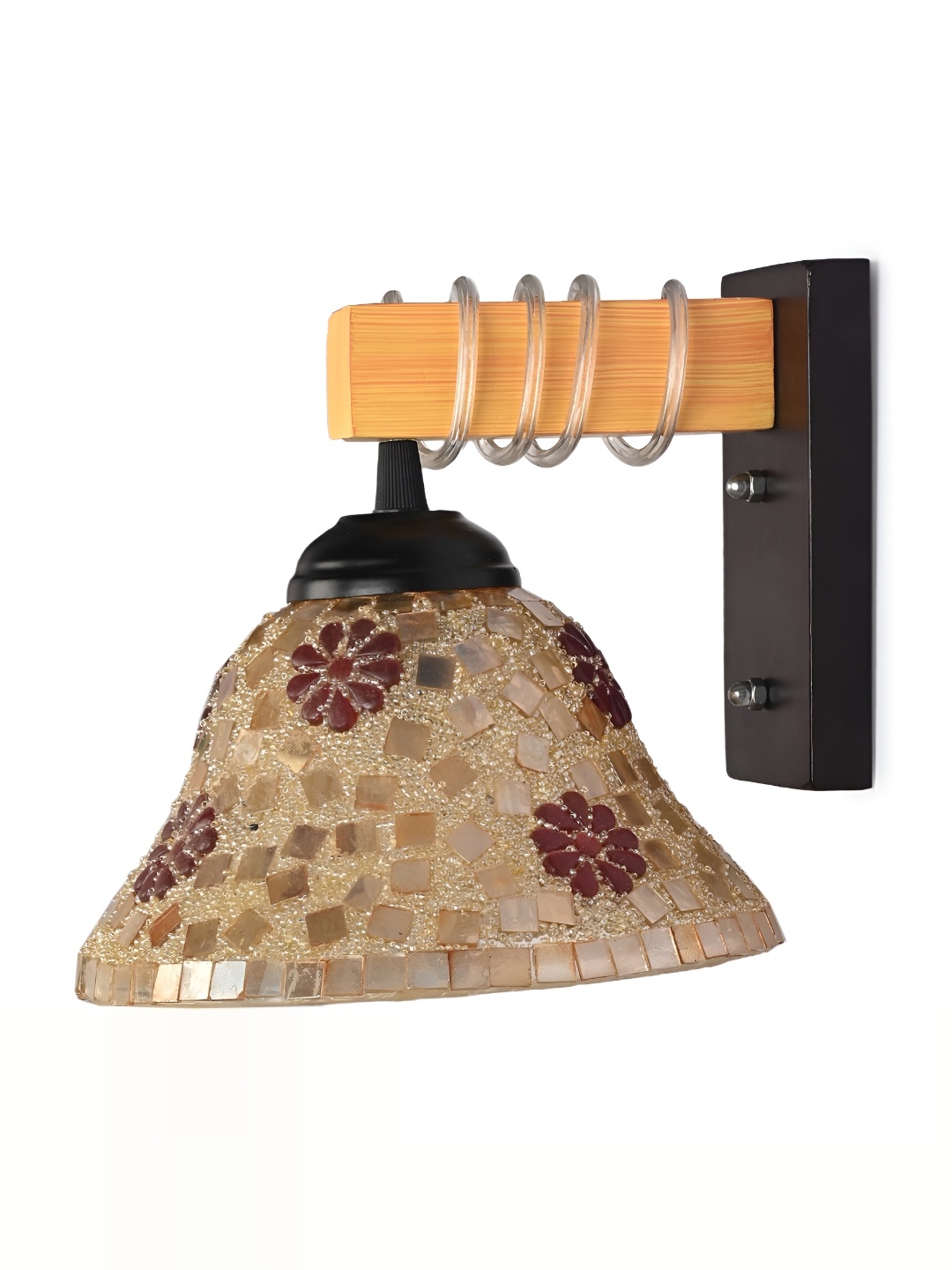 

1ST TIME Beige & Black Textured Glass Traditional Wall Lamp