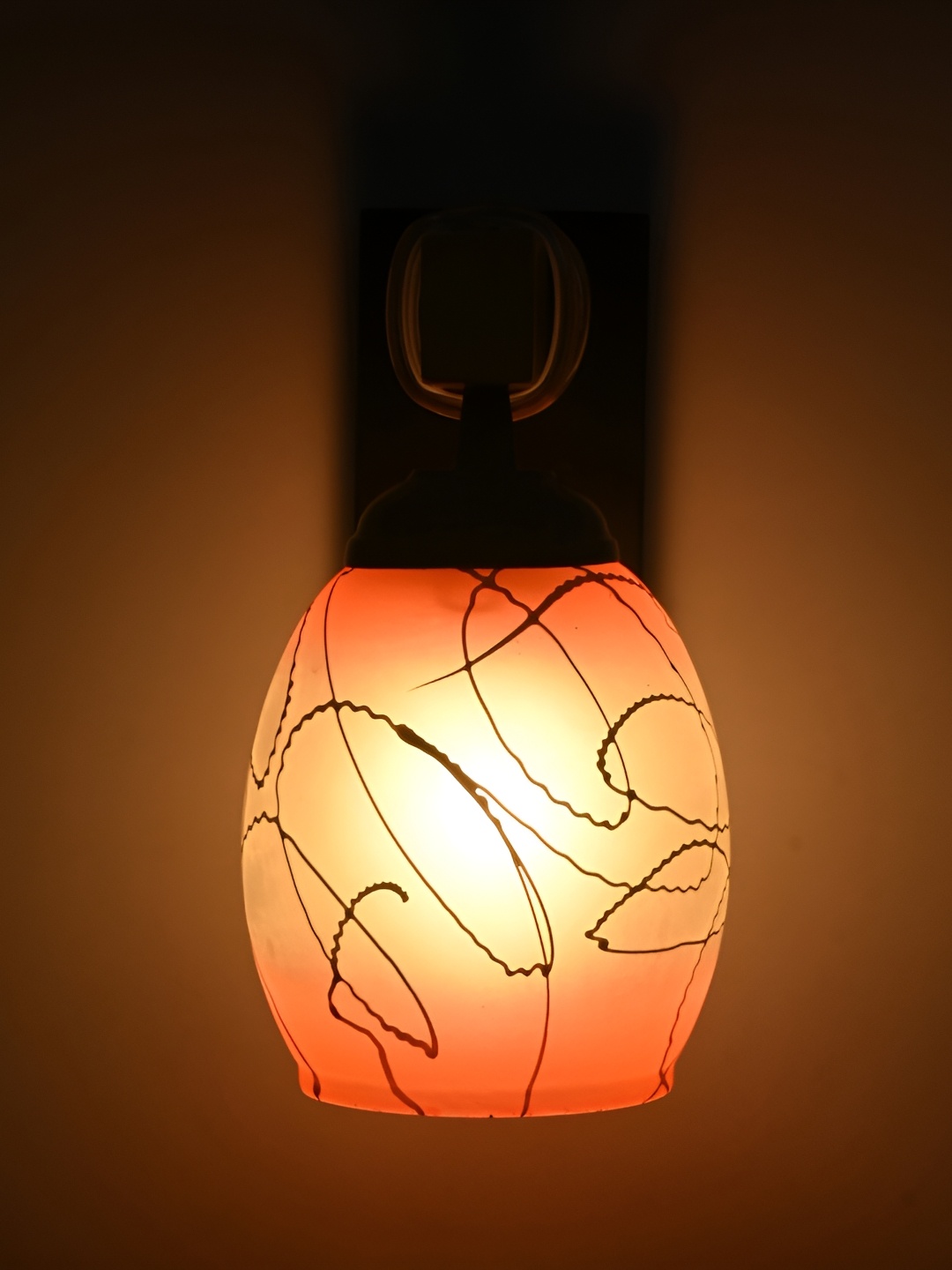 

1ST TIME Orange & Grey Printed Glass Contemporary Cylinder Shaped Wall Lamp