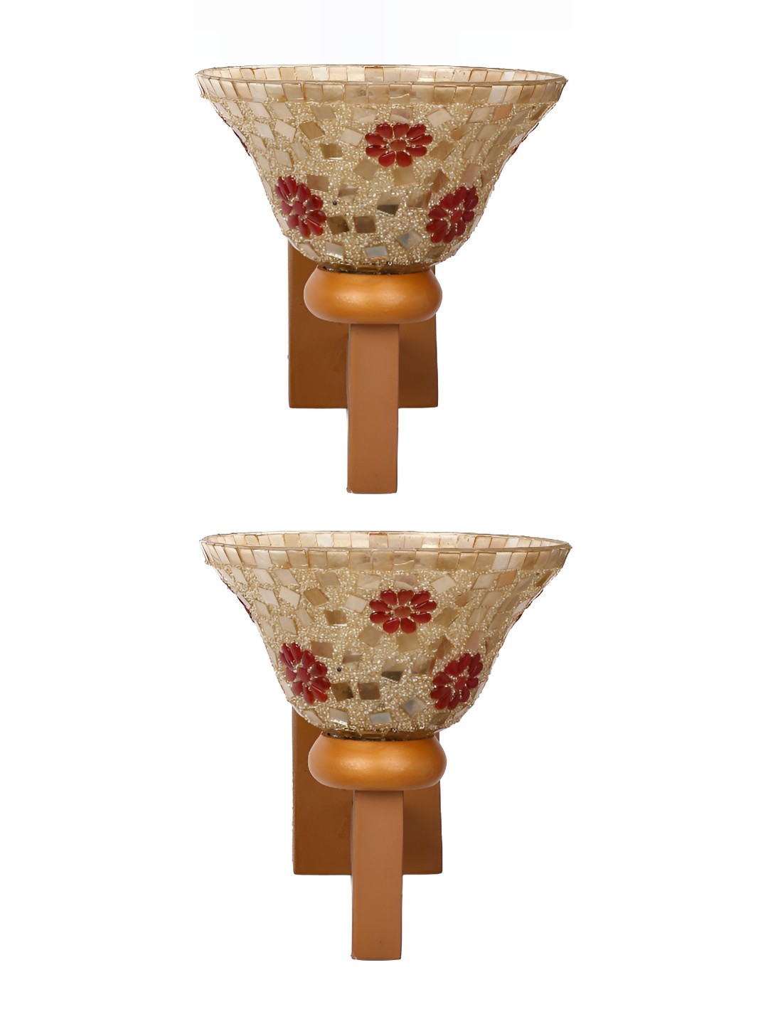 

1ST TIME Beige & Red 2 Pcs Glass Contemporary Wall Lamp