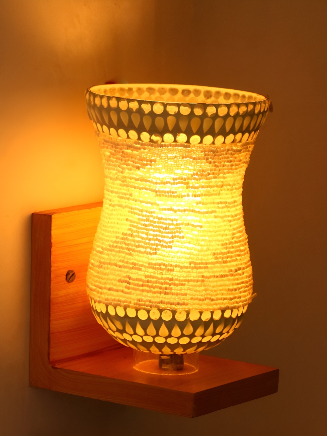 1ST TIME White & Brown Printed Glass Contemporary Wall Lamp