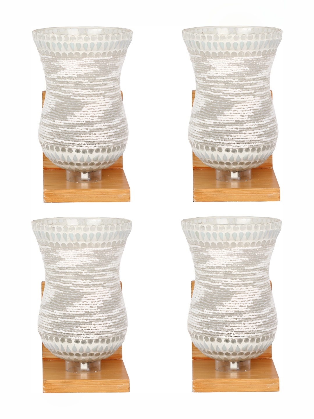 

1ST TIME White & Brown 4 Pieces Textured Glass Traditional Wall Lamp