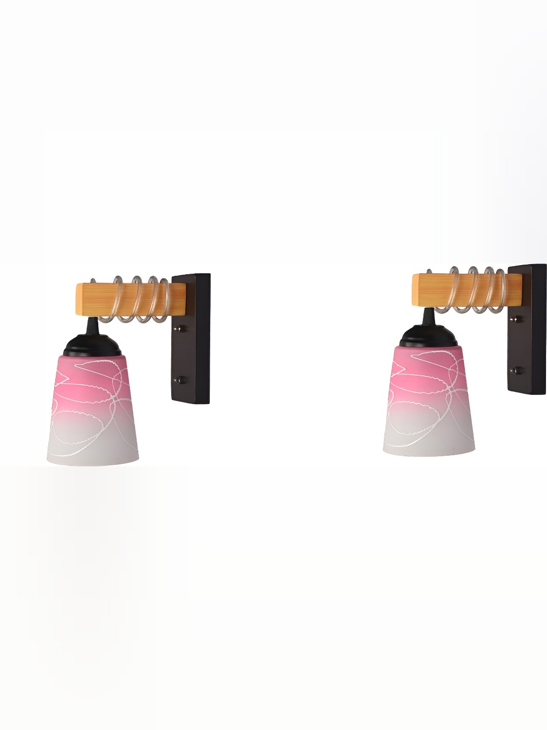 

1ST TIME Pink & White 2 Pcs Printed Glass Contemporary Wall Lamp