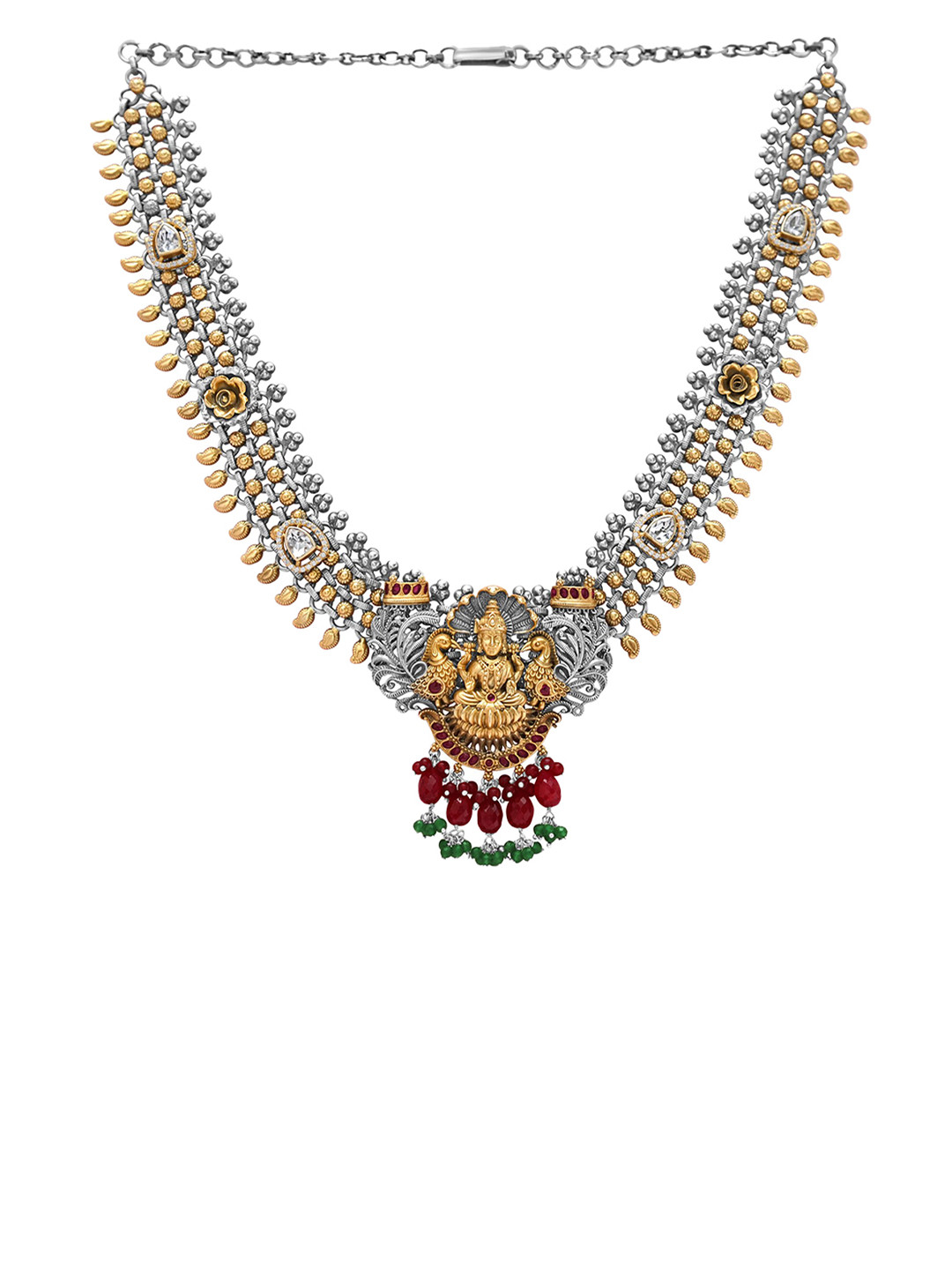 

925 SILLER Silver Rhodium-Plated Antique Necklace, Gold