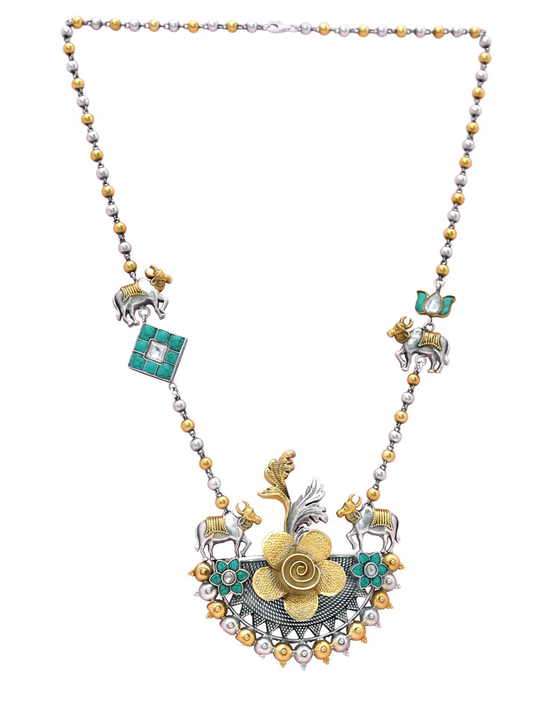 

925 SILLER Silver Rhodium-Plated Antique Necklace