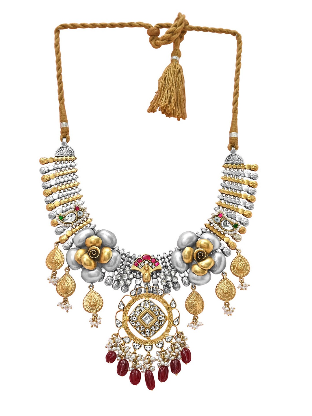 

925 SILLER 928 Pure Silver Rhodium-Plated Antique Necklace, Gold
