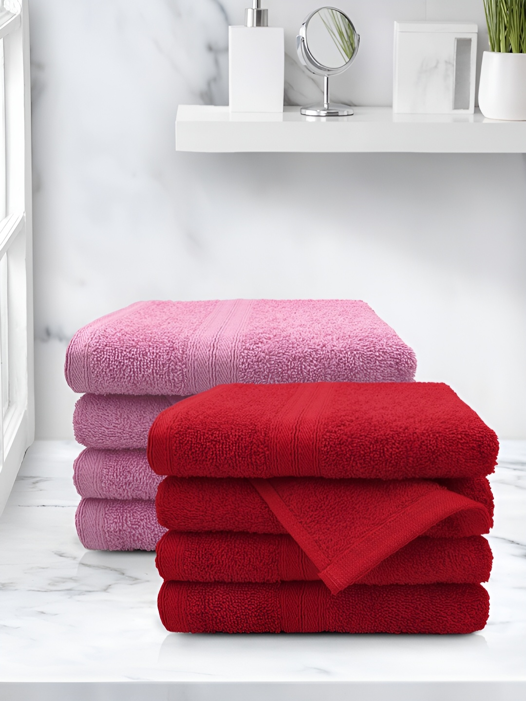 

Sassoon Red & Pink 8-Pcs Pure Cotton Hand Towels