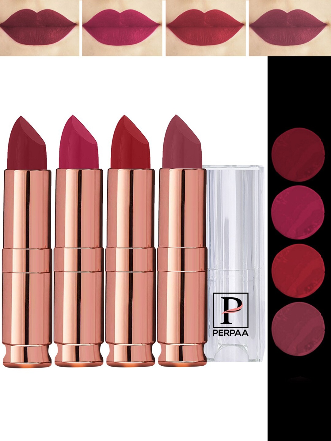 

PERPAA Antique Set Of 4 Velvet Matte Long Lasting Lipstick - 3.5g Each - 80-84-86-95, Mauve