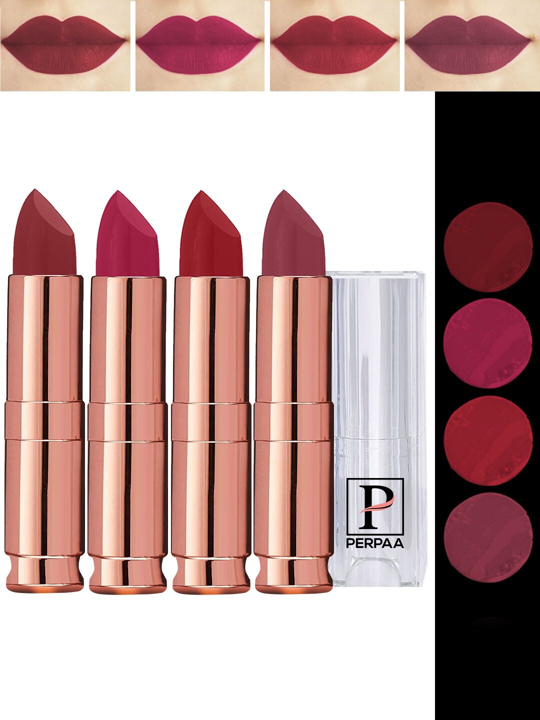 

PERPAA 4Pc Antique Velvet Matte Lipstick with Jojoba Oil & Shea Butter- Shades, Multi
