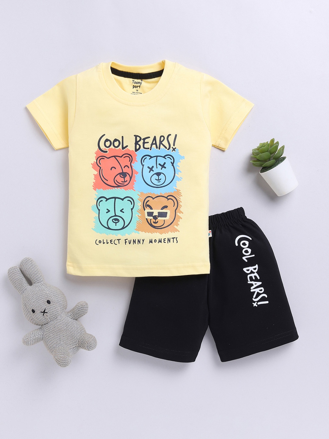 

Toonyport Boys Printed T-shirt with Shorts, Yellow